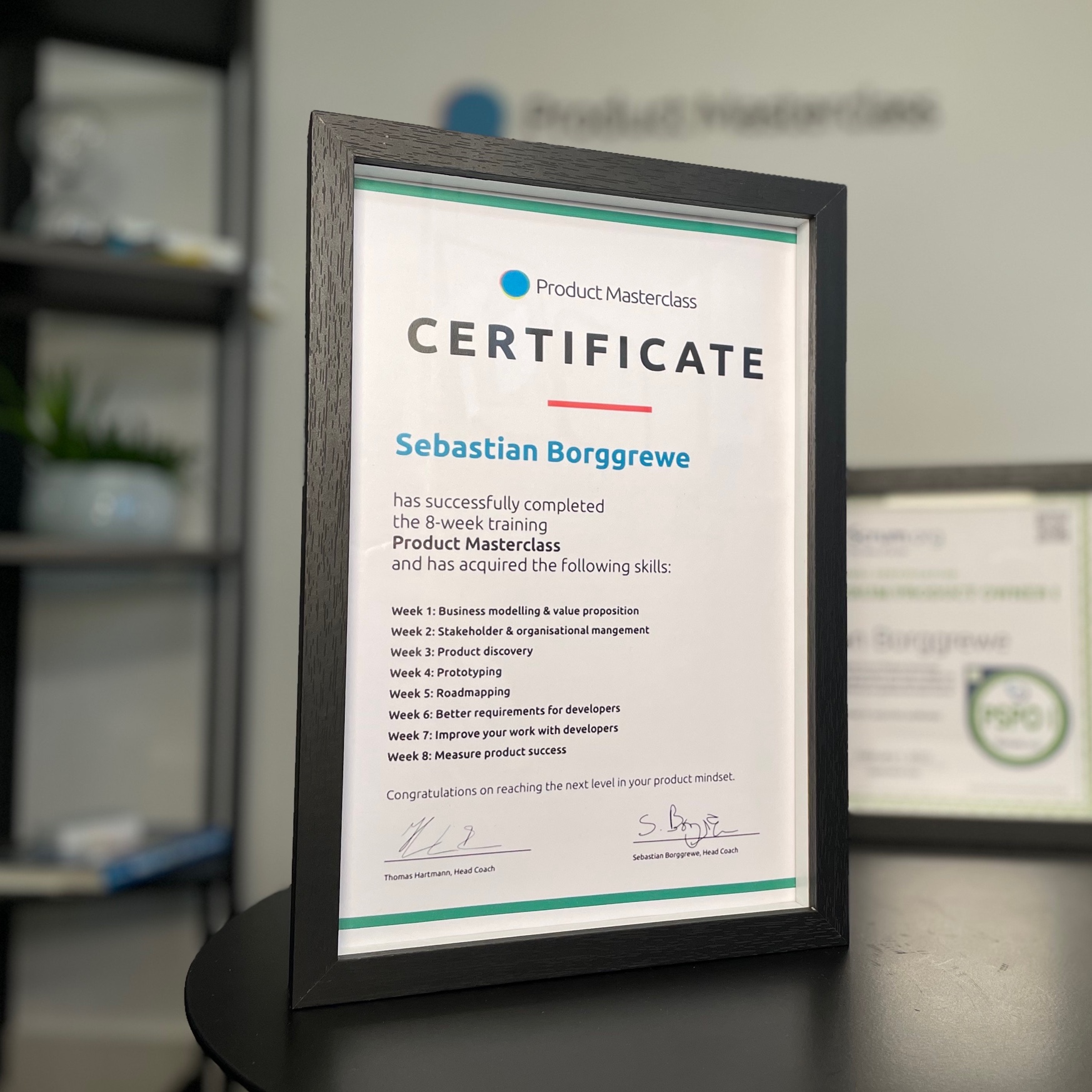 Product Masterclass certificate